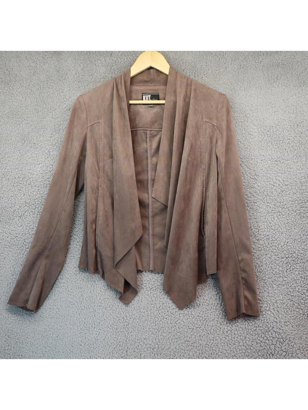KUT Brown Tayanita Faux Suede Jacket OpenFront Draped Medium